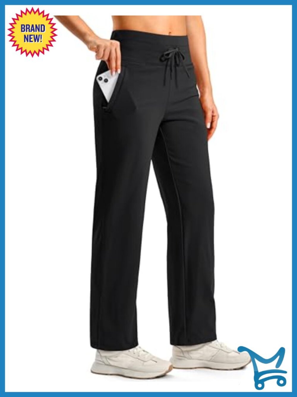 Fleece Lined Water Resistant Winter Sweatpants High Waisted Zipper Pockets